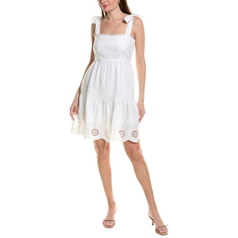 Tyler Böe Womens  Ivy Eyelet Linen Mini Dress, White
